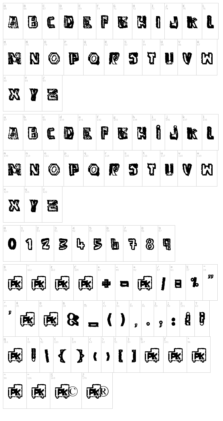 Anti Folk font map